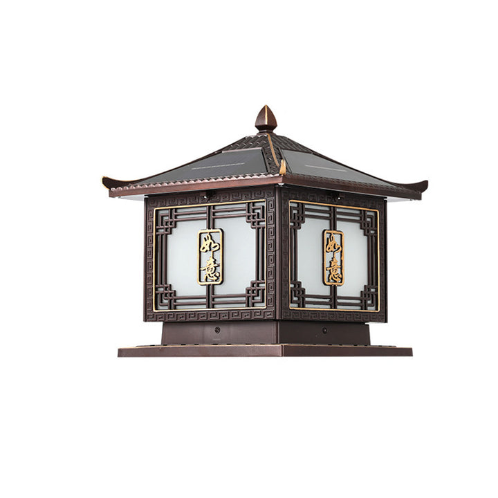 Lumière extérieure LED en aluminium et verre étanche solaire Ruyi pour jardin, patio carré traditionnel chinois 