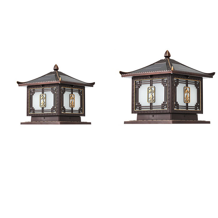 Lumière extérieure LED en aluminium et verre étanche solaire Ruyi pour jardin, patio carré traditionnel chinois 