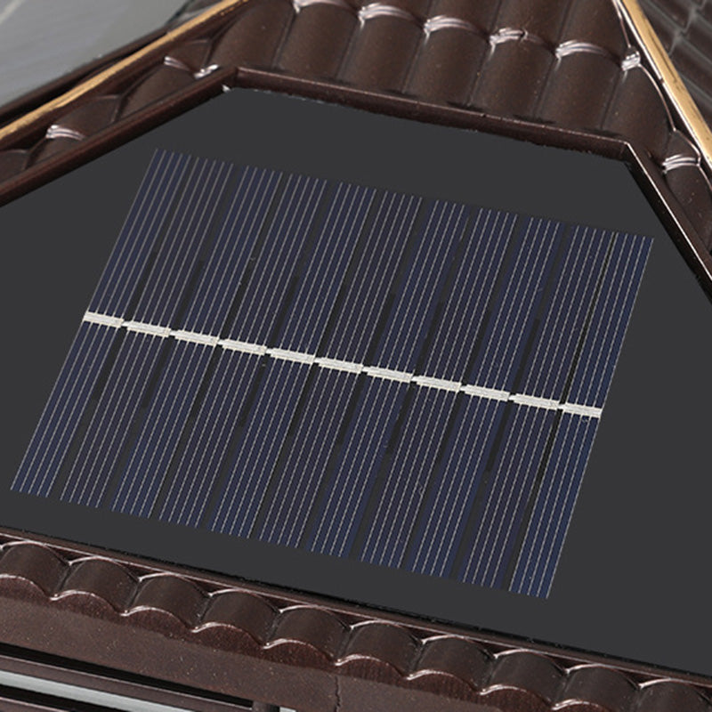 ضوء LED خارجي من الألومنيوم والزجاج المقاوم للماء بالطاقة الشمسية على شكل ساحة صينية تقليدية للحديقة 