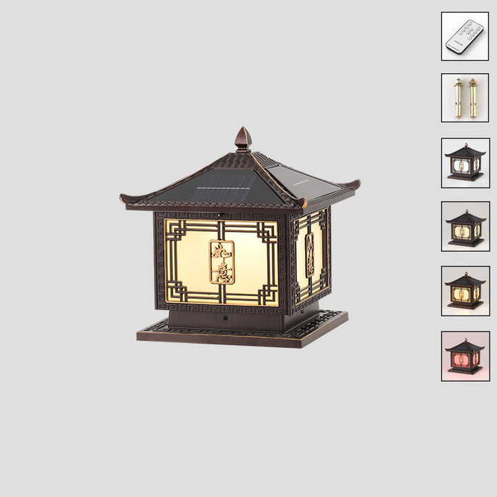 Lumière extérieure LED en aluminium et verre étanche solaire Ruyi pour jardin, patio carré traditionnel chinois 