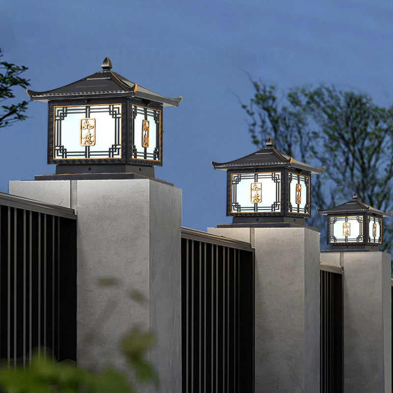Lumière extérieure LED en aluminium et verre étanche solaire Ruyi pour jardin, patio carré traditionnel chinois 