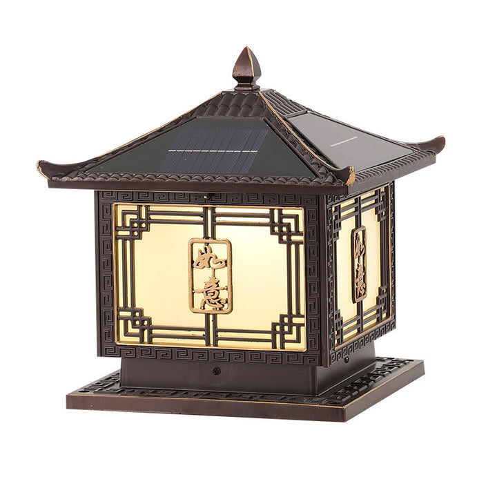 Lumière extérieure LED en aluminium et verre étanche solaire Ruyi pour jardin, patio carré traditionnel chinois 