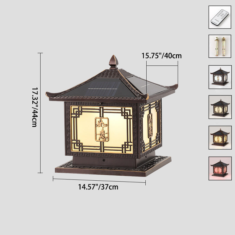 Lumière extérieure LED en aluminium et verre étanche solaire Ruyi pour jardin, patio carré traditionnel chinois 