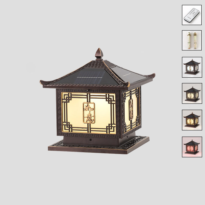 Lumière extérieure LED en aluminium et verre étanche solaire Ruyi pour jardin, patio carré traditionnel chinois 