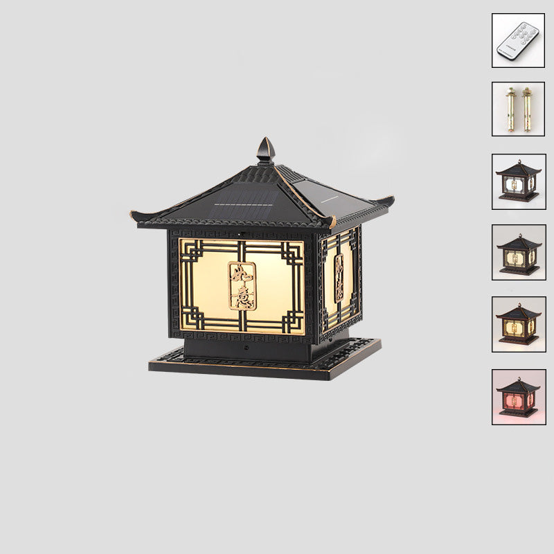 Lumière extérieure LED en aluminium et verre étanche solaire Ruyi pour jardin, patio carré traditionnel chinois 