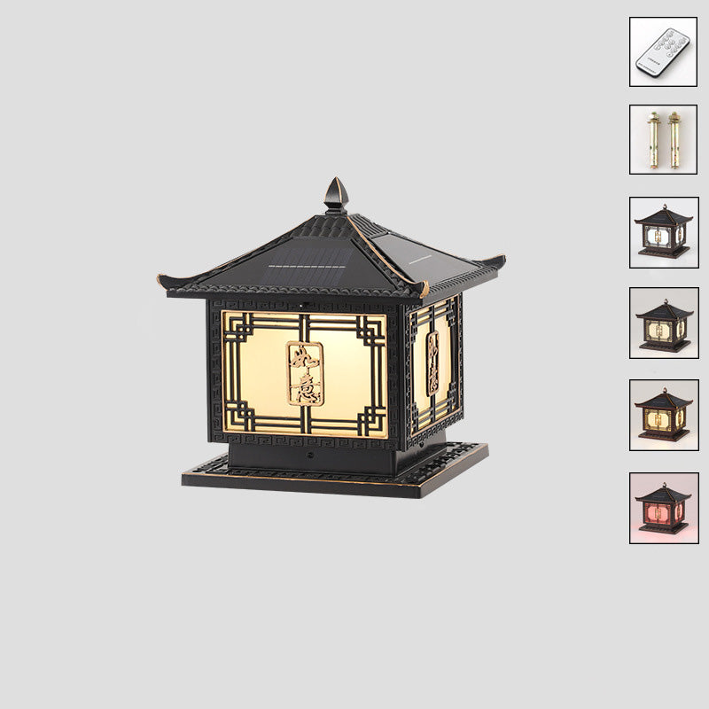 Lumière extérieure LED en aluminium et verre étanche solaire Ruyi pour jardin, patio carré traditionnel chinois 
