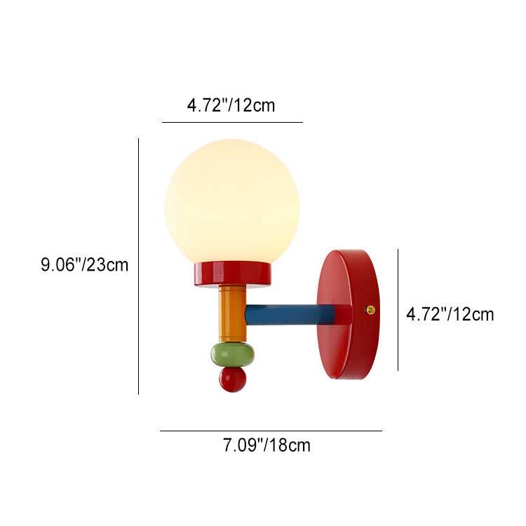Traditional Vintage Memphis Magic Bean Round Glass Iron 1-Light Wall Sconce Lamp For Bedroom