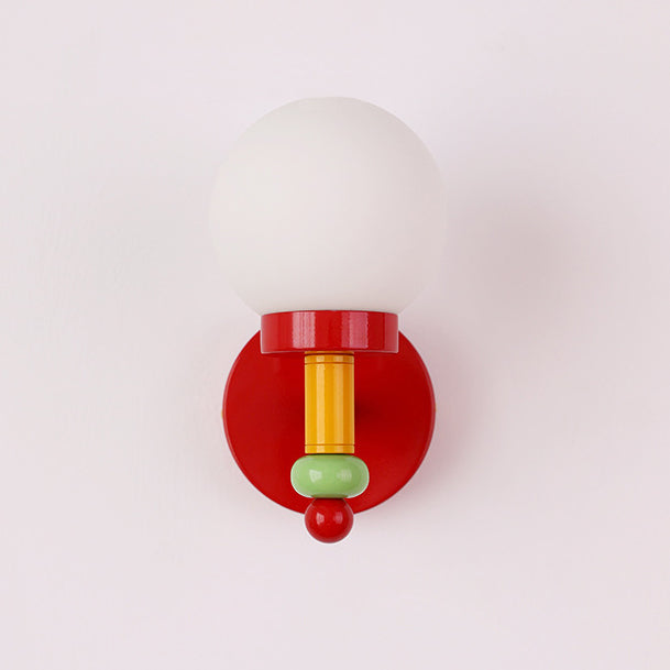 Traditional Vintage Memphis Magic Bean Round Glass Iron 1-Light Wall Sconce Lamp For Bedroom