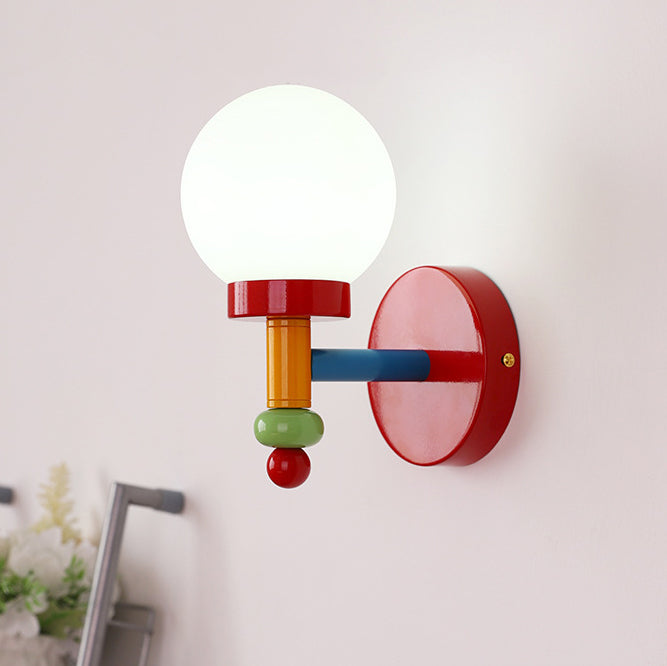 Traditional Vintage Memphis Magic Bean Round Glass Iron 1-Light Wall Sconce Lamp For Bedroom