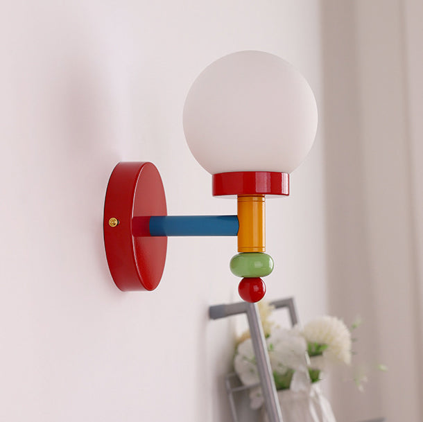 Traditional Vintage Memphis Magic Bean Round Glass Iron 1-Light Wall Sconce Lamp For Bedroom