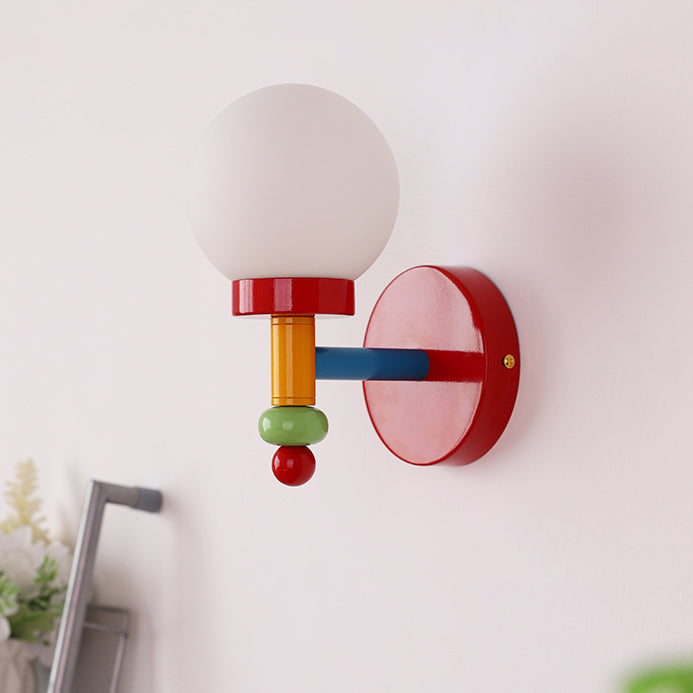 Traditional Vintage Memphis Magic Bean Round Glass Iron 1-Light Wall Sconce Lamp For Bedroom