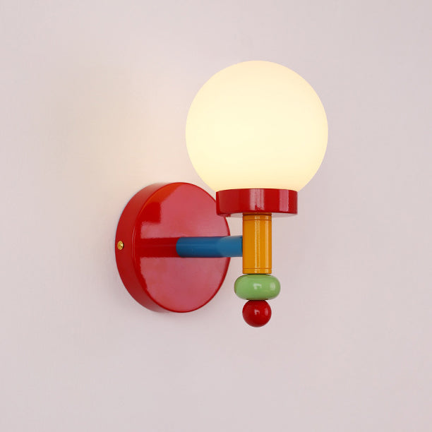 Traditional Vintage Memphis Magic Bean Round Glass Iron 1-Light Wall Sconce Lamp For Bedroom
