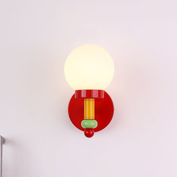 Traditional Vintage Memphis Magic Bean Round Glass Iron 1-Light Wall Sconce Lamp For Bedroom