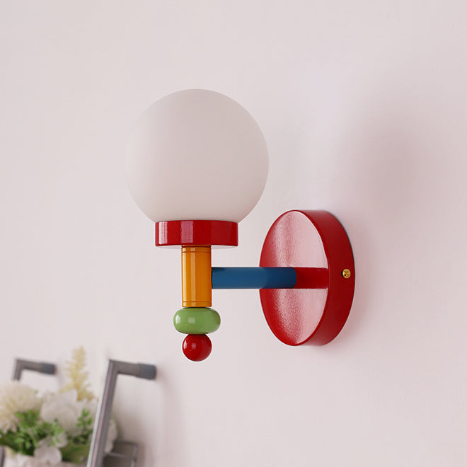 Traditional Vintage Memphis Magic Bean Round Glass Iron 1-Light Wall Sconce Lamp For Bedroom