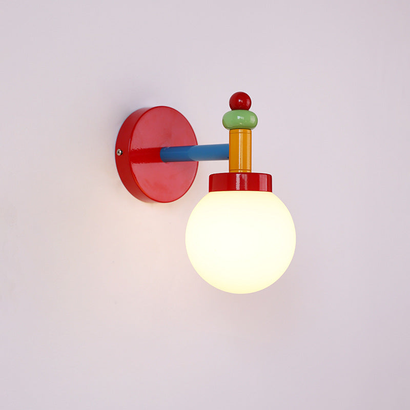 Traditional Vintage Memphis Magic Bean Round Glass Iron 1-Light Wall Sconce Lamp For Bedroom