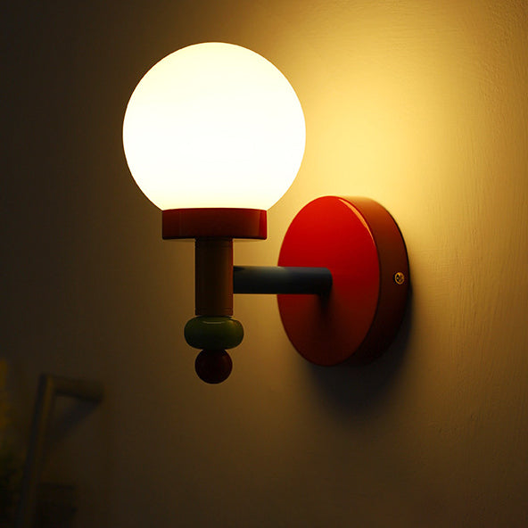 Traditional Vintage Memphis Magic Bean Round Glass Iron 1-Light Wall Sconce Lamp For Bedroom
