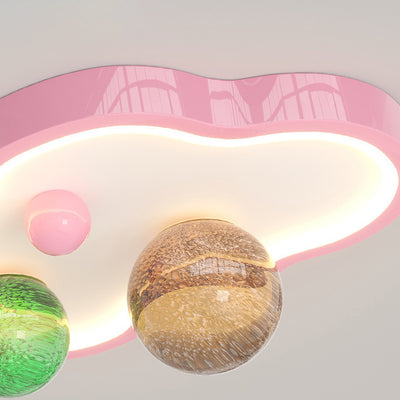 Modern Art Deco Planet Clouds Acrylic Glass Iron LED Flush Mount Ceiling Light For Living Room