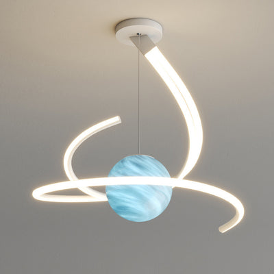 Lustre LED moderne minimaliste en forme de sphère avec lignes de branche en aluminium, fer, silicone et verre pour salon 