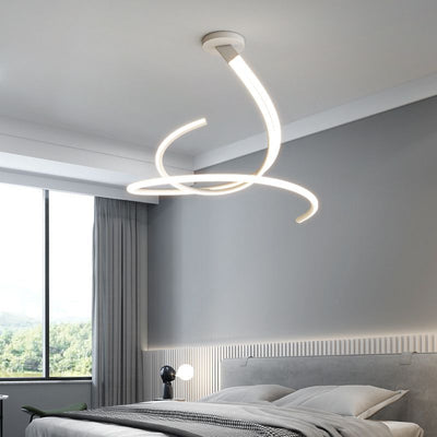 Lustre LED moderne minimaliste en forme de sphère avec lignes de branche en aluminium, fer, silicone et verre pour salon 
