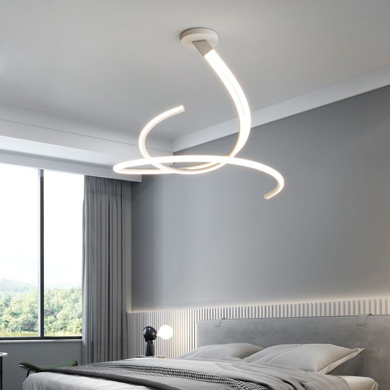 Lustre LED moderne minimaliste en forme de sphère avec lignes de branche en aluminium, fer, silicone et verre pour salon 