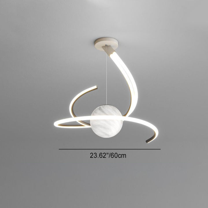 Moderne minimalistische Zweig Linie Kugel Aluminium Eisen Silikon Glas LED Kronleuchter für Wohnzimmer 