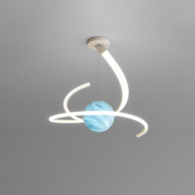 Lustre LED moderne minimaliste en forme de sphère avec lignes de branche en aluminium, fer, silicone et verre pour salon 