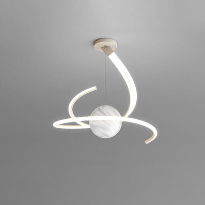Lustre LED moderne minimaliste en forme de sphère avec lignes de branche en aluminium, fer, silicone et verre pour salon 