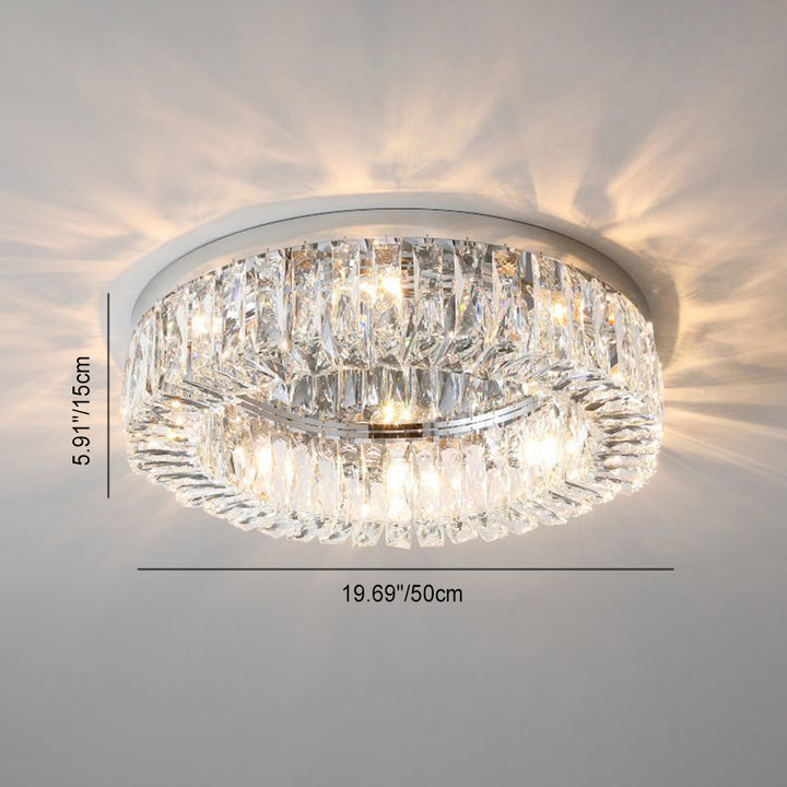 Modern Luxury Round Hollow Out Crystal Stainless Steel 6/8/12/16 Light Flush Mount Ceiling Light For Bedroom