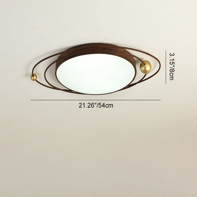 Traditioneller Chinese Round Line Acryl Eisen LED Unterputz Deckenleuchte für Schlafzimmer 