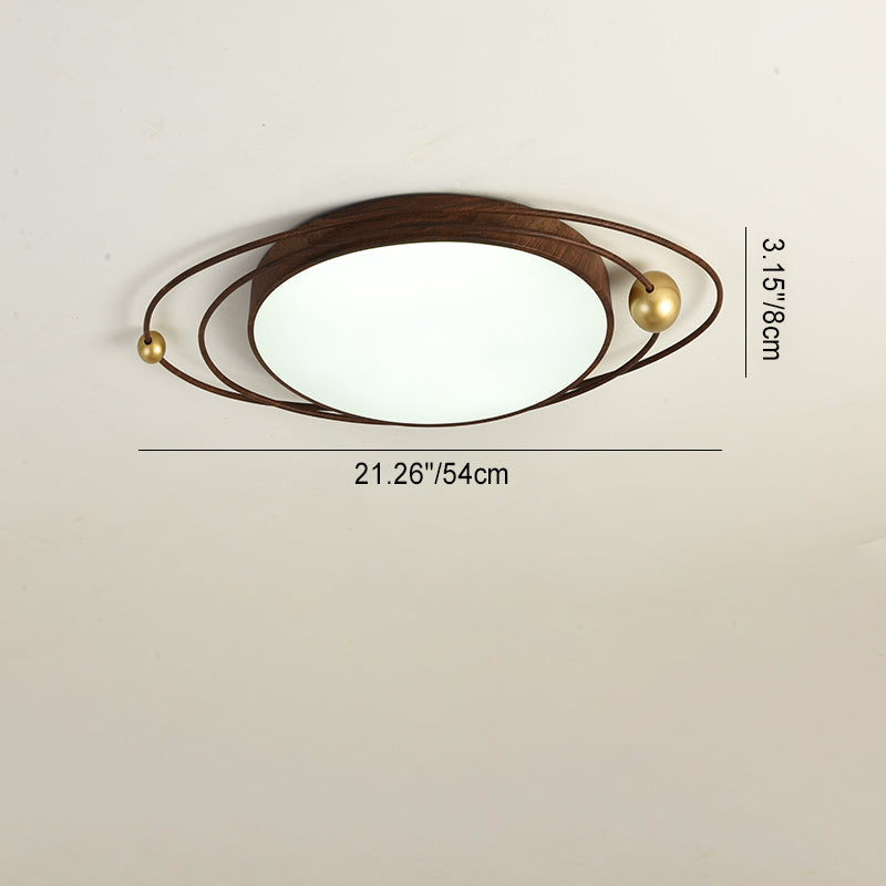 Traditioneller Chinese Round Line Acryl Eisen LED Unterputz Deckenleuchte für Schlafzimmer 
