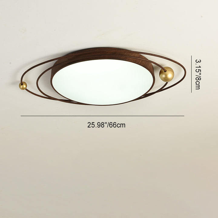 Traditioneller Chinese Round Line Acryl Eisen LED Unterputz Deckenleuchte für Schlafzimmer 