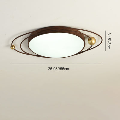 Traditioneller Chinese Round Line Acryl Eisen LED Unterputz Deckenleuchte für Schlafzimmer 