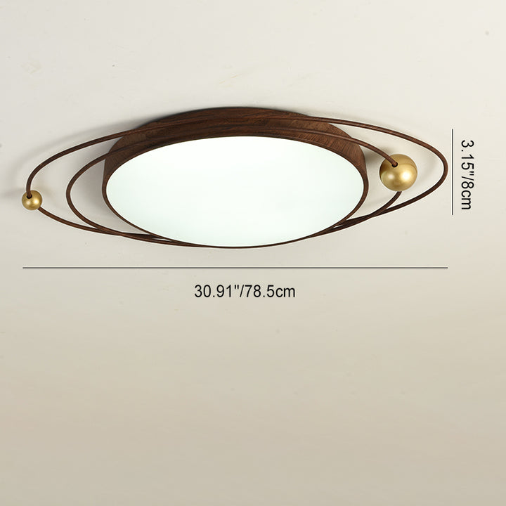 Traditioneller Chinese Round Line Acryl Eisen LED Unterputz Deckenleuchte für Schlafzimmer 