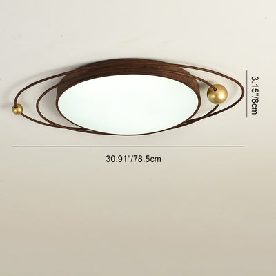 Traditioneller Chinese Round Line Acryl Eisen LED Unterputz Deckenleuchte für Schlafzimmer 