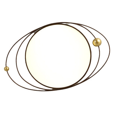 Traditioneller Chinese Round Line Acryl Eisen LED Unterputz Deckenleuchte für Schlafzimmer 