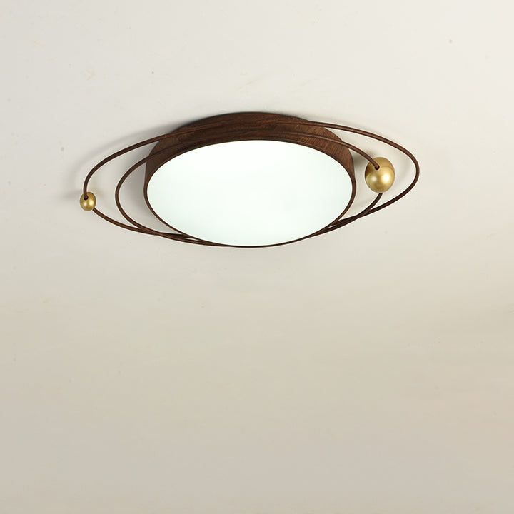Traditioneller Chinese Round Line Acryl Eisen LED Unterputz Deckenleuchte für Schlafzimmer 