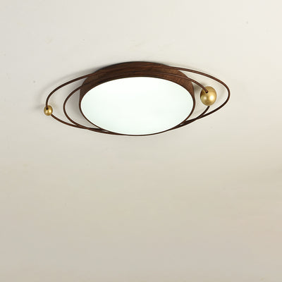Traditioneller Chinese Round Line Acryl Eisen LED Unterputz Deckenleuchte für Schlafzimmer 