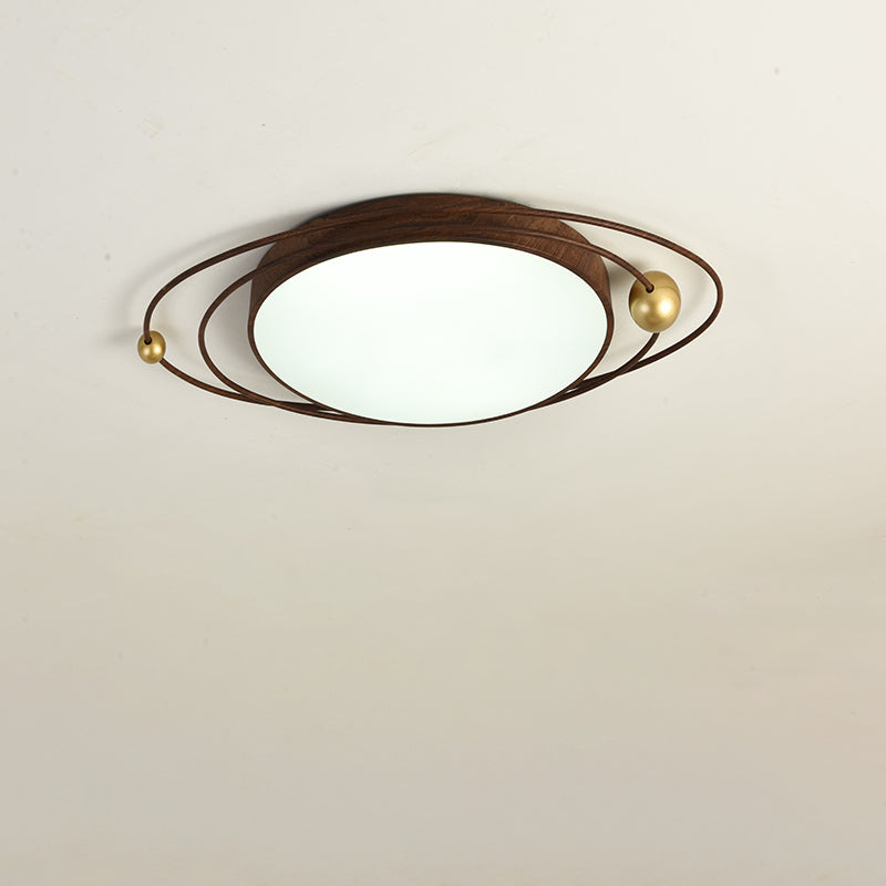 Traditioneller Chinese Round Line Acryl Eisen LED Unterputz Deckenleuchte für Schlafzimmer 