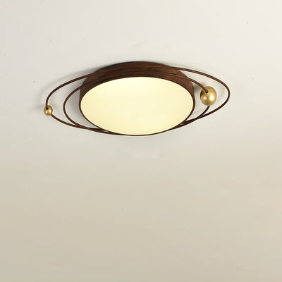 Traditioneller Chinese Round Line Acryl Eisen LED Unterputz Deckenleuchte für Schlafzimmer 