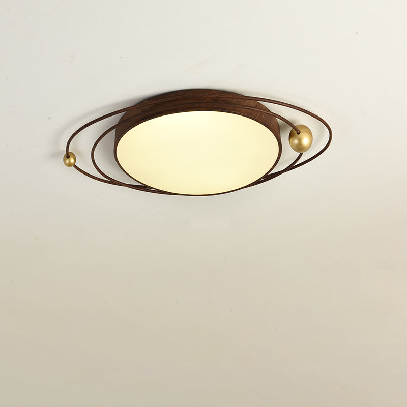 Traditioneller Chinese Round Line Acryl Eisen LED Unterputz Deckenleuchte für Schlafzimmer 