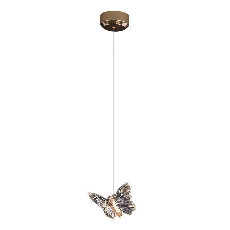 Lustre Suspendu LED en Acrylique et Zinc Papillon Créatif Contemporain pour Salon 