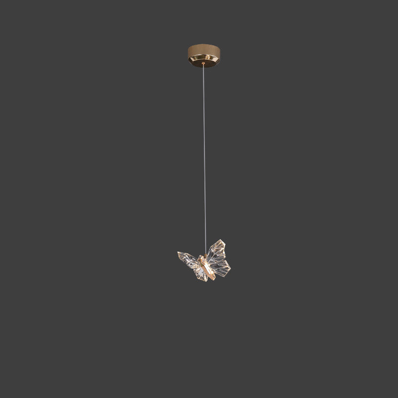 Lustre Suspendu LED en Acrylique et Zinc Papillon Créatif Contemporain pour Salon 