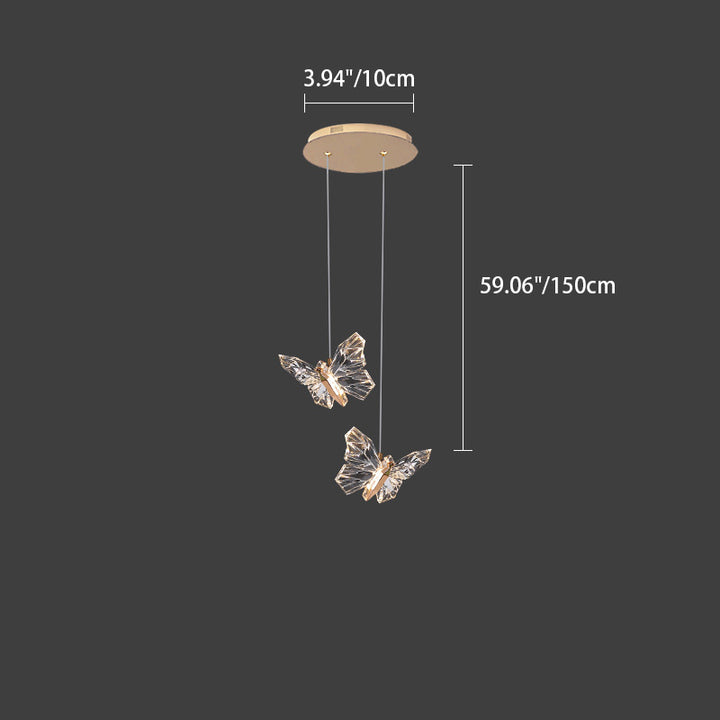 Lustre Suspendu LED en Acrylique et Zinc Papillon Créatif Contemporain pour Salon 