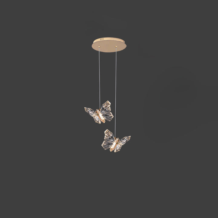 Lustre Suspendu LED en Acrylique et Zinc Papillon Créatif Contemporain pour Salon 
