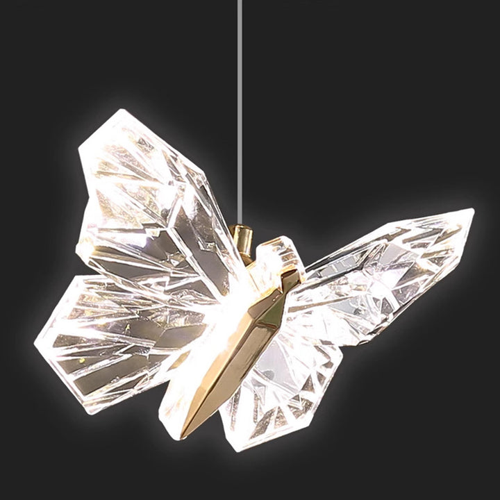 Lustre Suspendu LED en Acrylique et Zinc Papillon Créatif Contemporain pour Salon 
