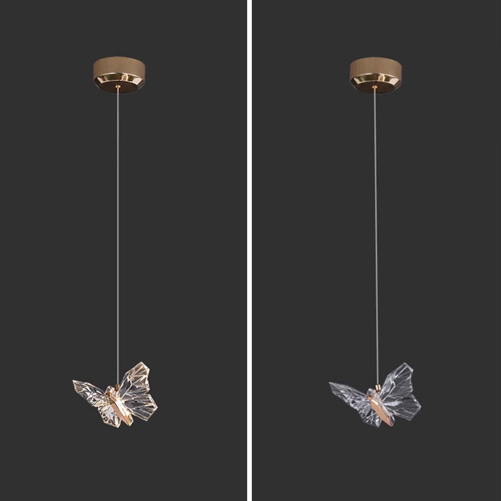 Lustre Suspendu LED en Acrylique et Zinc Papillon Créatif Contemporain pour Salon 