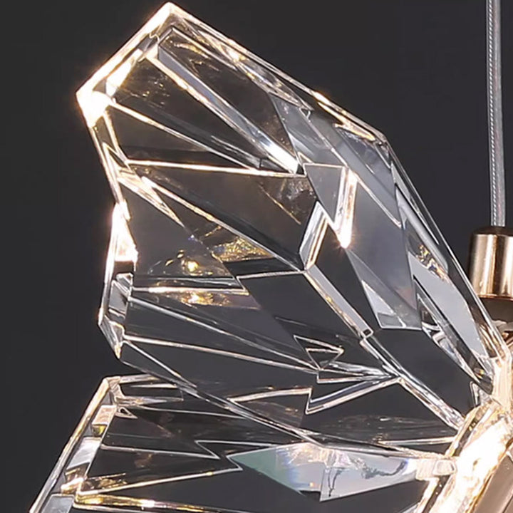 Lustre Suspendu LED en Acrylique et Zinc Papillon Créatif Contemporain pour Salon 