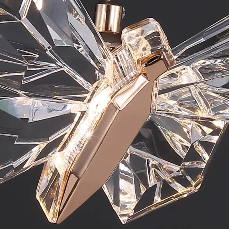Lustre Suspendu LED en Acrylique et Zinc Papillon Créatif Contemporain pour Salon 