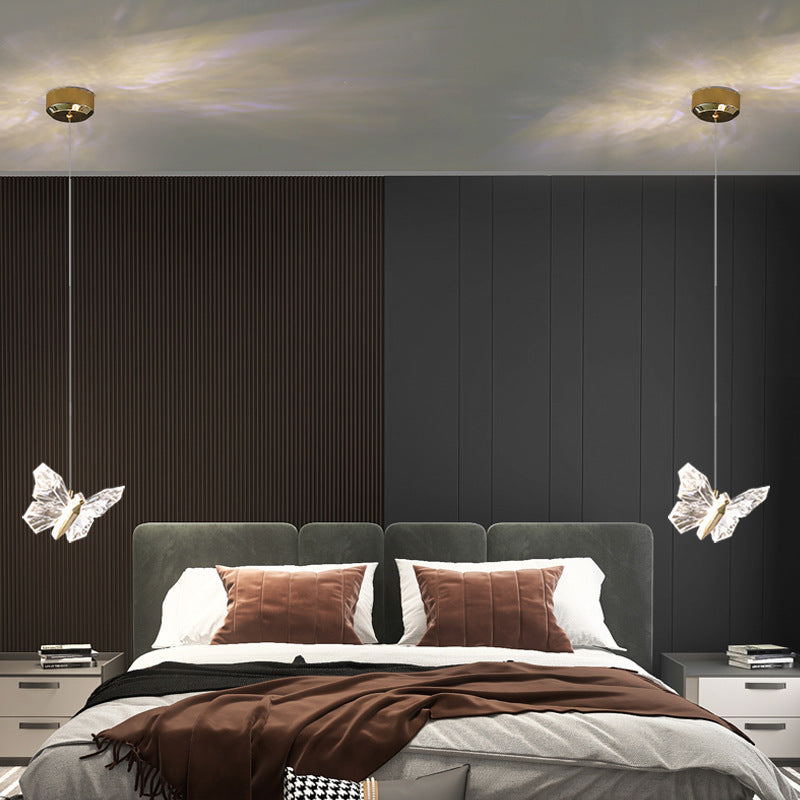 Lustre Suspendu LED en Acrylique et Zinc Papillon Créatif Contemporain pour Salon 