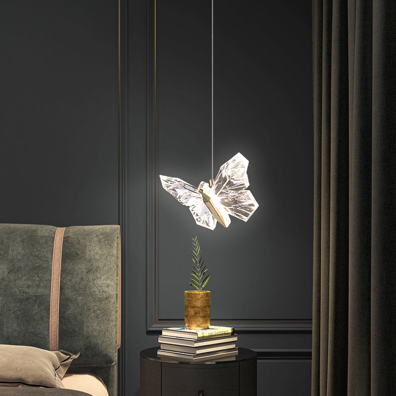 Lustre Suspendu LED en Acrylique et Zinc Papillon Créatif Contemporain pour Salon 